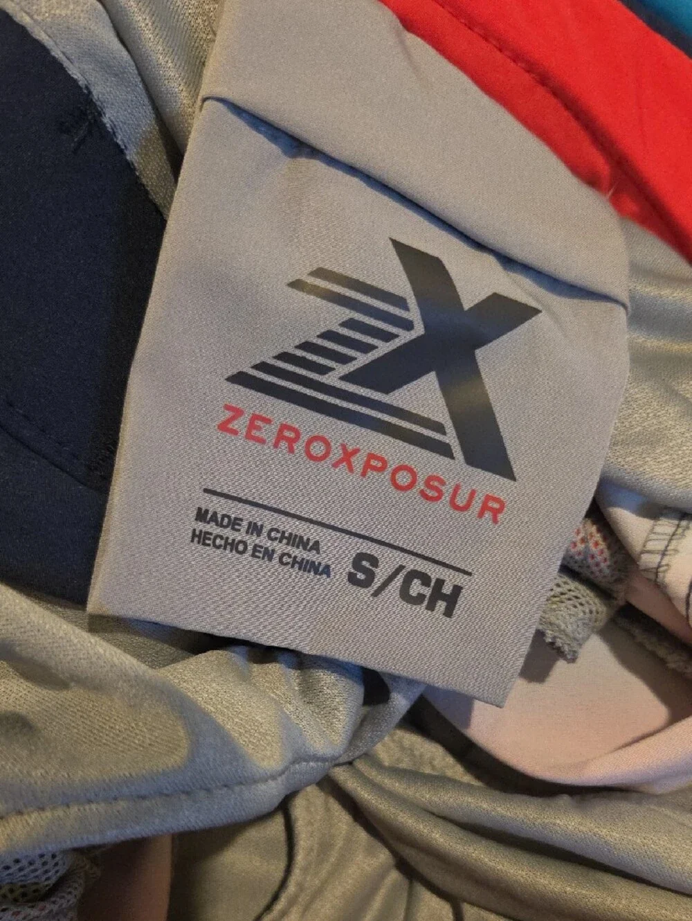 ZeroXposur Men's Blue Gradient Swim Board Shorts with Red Accent
